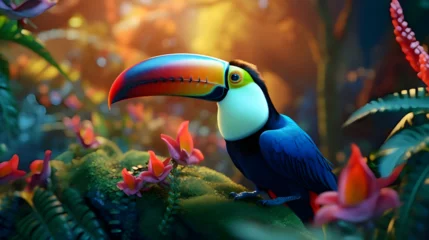 Peel and stick wall murals Toucan toucan in the jungle