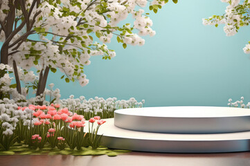 Spring Floral Display with Modern Pedestal