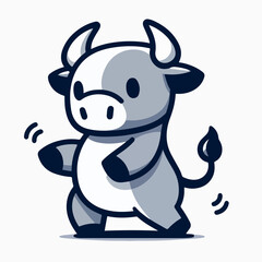 cute little baby cow dancing cartoon character mascot