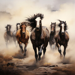 Trot of wild horses