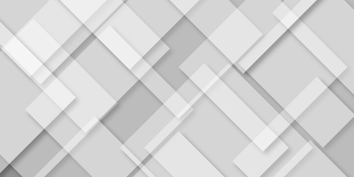 Abstract geometric white and silver grey seamless dynamic minimalistic elegant background. Business technology white and gray color modern abstract vector geometric texture overlapping square pattern. © Fannaan
