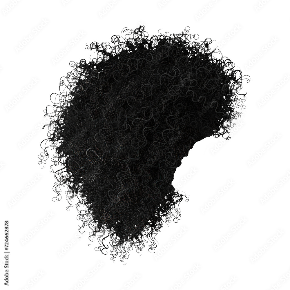 Wall mural curly disheveled african black hair png