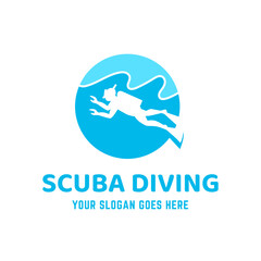 Scuba diving logo design, perfect for diving school and under water adventure logo design
