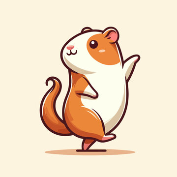 cute dancing hamster cartoon character mascot