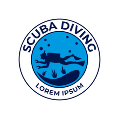 Scuba diving logo design, perfect for diving school and under water adventure logo design