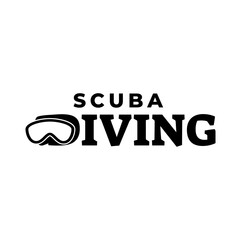 Scuba Diving Vector Logo Design Illustration of Under Water Swimming Equipment