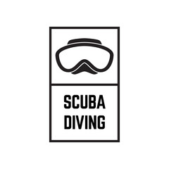 Scuba Diving Vector Logo Design Illustration of Under Water Swimming Equipment