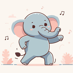 cute little dancing elephant cartoon character mascot