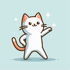 cute white cat cartoon character mascot
