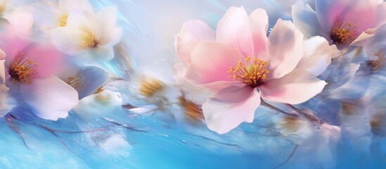 blooming pink peony flower illustration background