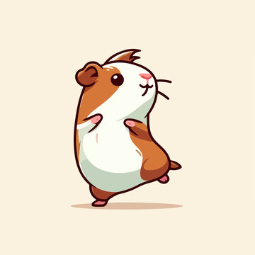 cute little dancing hamster cartoon character mascot