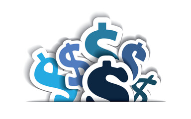 Dollar Signs Flowing Into a Pocket - Dollar Signs Design Isolated on White Background - Business, Investment, Finance, Money, Income, Wealth, Savings Concept, Design Element in Editable Vector Format