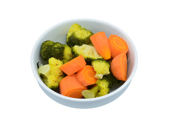 bowl of boiled vegetables isolate on transparent background. element for design, sideview