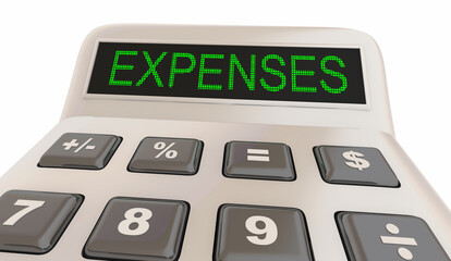 Calculate Your Expenses Costs Budget Calculator Finances Word 3d Illustration