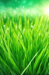Fototapeta na wymiar Fresh Spring Grass with Bokeh Background