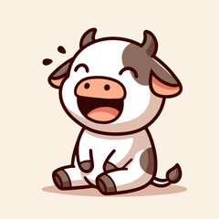 Obraz na płótnie Canvas cute cow cartoon character mascot feel happy