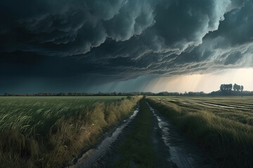 Tempestuous Skies: Natures Fury Unleashed Upon the Vast Open Field