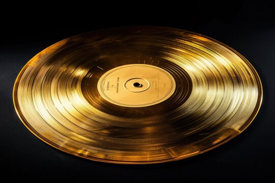 gold record on black background