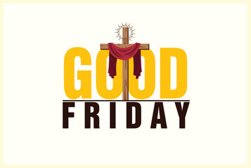 Vector illustration Good Friday with Jesus and cross editable post banner template 