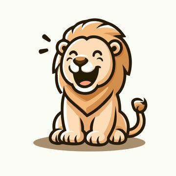 happy little lion king cartoon character mascot