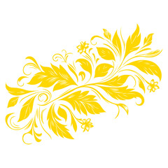 Fototapeta na wymiar hand draw of beautiful floral ornament gold leaves. Contour Flower leaf. Floral Design Element vector