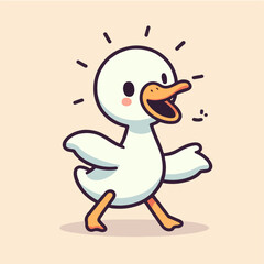 happy cute little duck cartoon character mascot