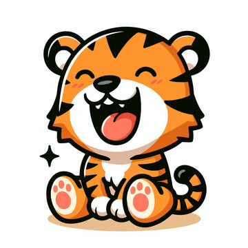 happy cute tiger child cartoon character mascot