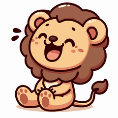 happy cute little lion cartoon character mascot