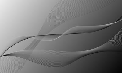 gray lines wave curves with smooth gradient abstract background