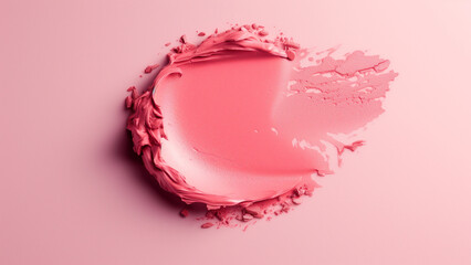 Soft Elegance: A Circular Cream Blush Swatch on a Light Pink Background