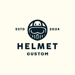 Motorcycle Custom Helmet Vector Logo Design illustration