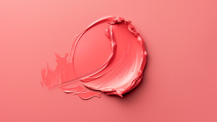 A Touch of Warmth: A Circular Cream Blush Swatch on a Light Red Background