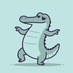 cute dancing reptile crocodile cartoon character mascot