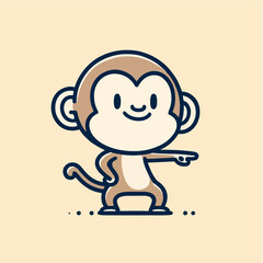 cartoon character mascot cute monkey pose pointing