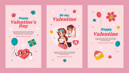 Flat valentines day stories collection