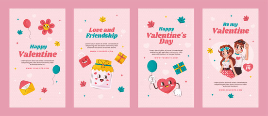 Flat valentines day stories collection
