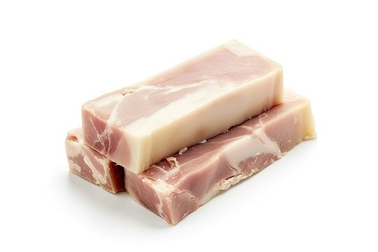 Raw pig fat isolated on white background used for rendering pork lard