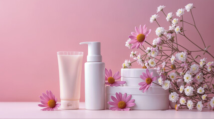 Fototapeta na wymiar a set of cosmetics for skin care in a beautiful package
