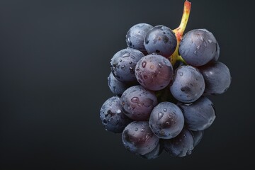 Ripe grape on black background