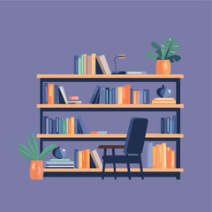 Home study room with books vector