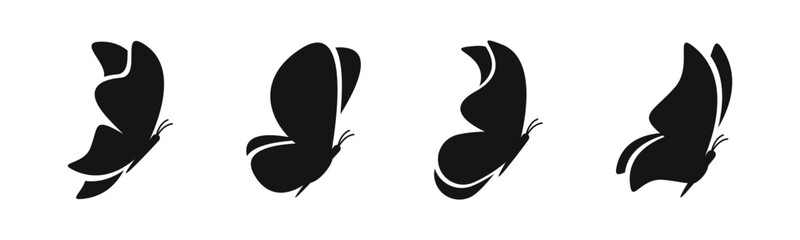 Flying butterflies silhouettes. Butterfly vector icons