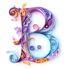 b alphabet as letter made of paper art