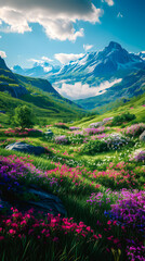 Paysage de montagne au printemps