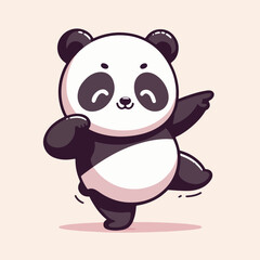 cute little panda dancing cartoon character mascot
