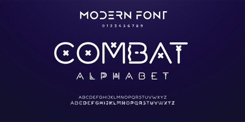 Creative modern technology alphabet fonts. Abstract typography urban sport, techno, fashion, digital, future creative logo font. vector illustration - obrazy, fototapety, plakaty