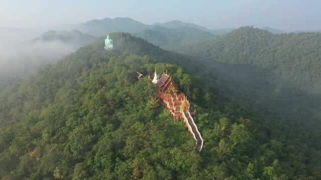 Aerial view of Wat Prathat Doi Prachan, Pa Tan, Mae Tha District, Lampang, Thailand