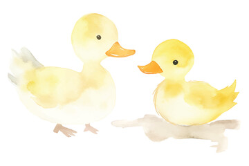 watercolor of cute duck vector illustration