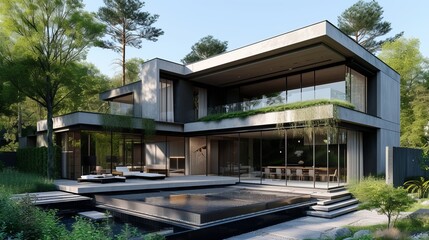 Fototapeta na wymiar modern residential architecture 3d illustration concept