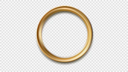 Fotobehang Golden Round Frame Or gold Ring Isolated On Transparent Background © prah