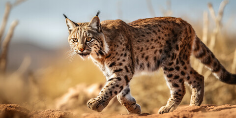 Naklejka na ściany i meble Majestic Eurasian Lynx in Natural Habitat вЂ“ Stunning Wildlife Photography for Commercial Use